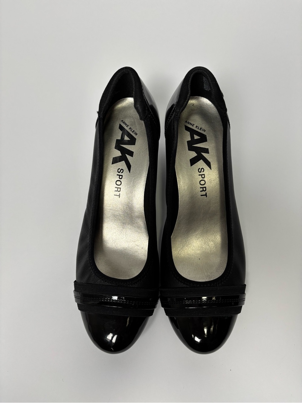 Anne Klein Black Patent Cap-Toe Ballet Flats